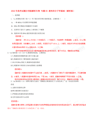 2022年高考試題分項版解析生物 專題05 遺傳的分子學(xué)基礎(chǔ)（解析版）