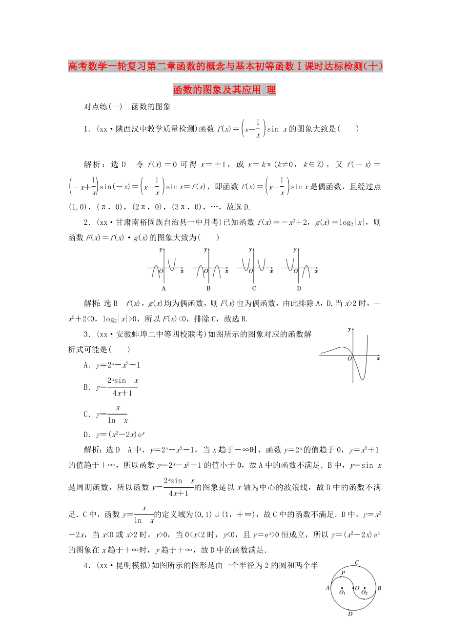 高考数学一轮复习 第二章 函数的概念与基本初等函数Ⅰ 课时达标检测（十）函数的图象及其应用 理_第1页