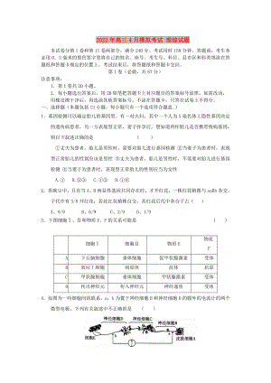 2022年高三4月模擬考試 理綜試題