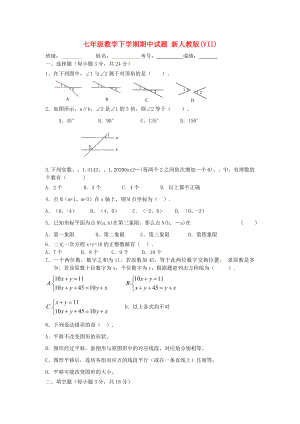 七年級數(shù)學(xué)下學(xué)期期中試題 新人教版(VII)