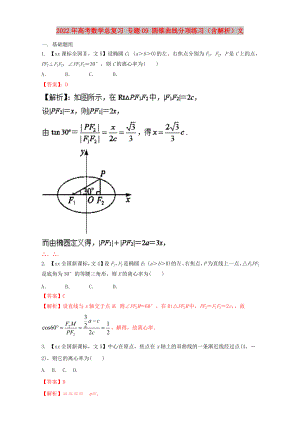 2022年高考數(shù)學(xué)總復(fù)習(xí) 專題09 圓錐曲線分項(xiàng)練習(xí)（含解析）文