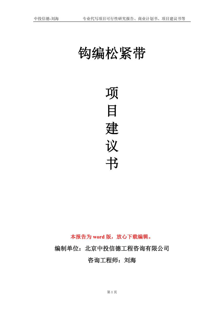 鉤編松緊帶項目建議書寫作模板_第1頁