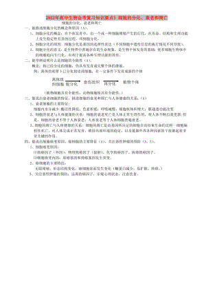 2022年高中生物會(huì)考復(fù)習(xí)知識(shí)要點(diǎn)5 細(xì)胞的分化、衰老和凋亡