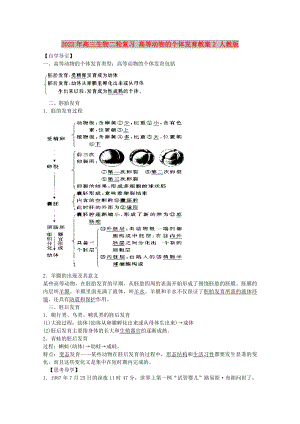 2022年高三生物二輪復(fù)習(xí) 高等動物的個體發(fā)育教案2 人教版