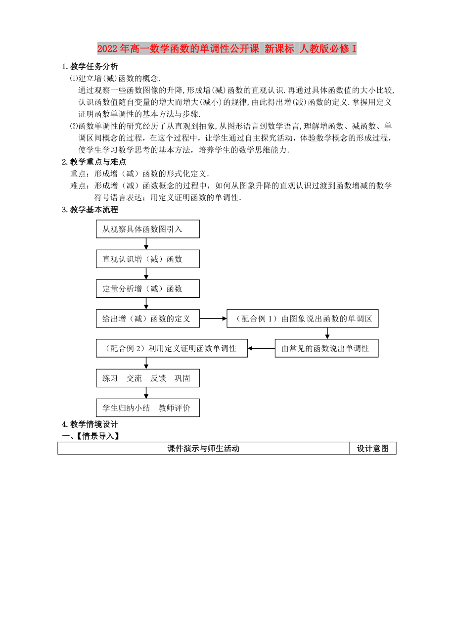 2022年高一數(shù)學(xué)函數(shù)的單調(diào)性公開課 新課標(biāo) 人教版必修I_第1頁(yè)