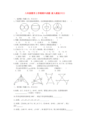 八年級數學上學期期中試題 新人教版(VII)