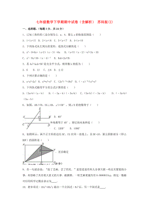 七年級數(shù)學下學期期中試卷（含解析） 蘇科版(I)