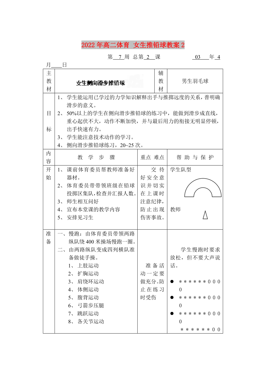 2022年高二体育 女生推铅球教案2_第1页