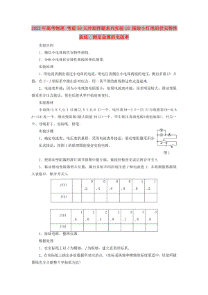 2022年高考物理 考前30天沖刺押題系列實(shí)驗(yàn)10 描繪小燈泡的伏安特性曲線、測定金屬的電阻率