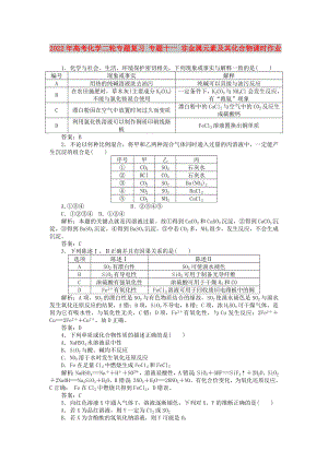 2022年高考化學(xué)二輪專題復(fù)習(xí) 專題十一 非金屬元素及其化合物課時作業(yè)