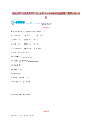 2022年春七年級(jí)語(yǔ)文下冊(cè) 第二單元 8 木蘭詩(shī)知能演練活用 （新版）新人教版