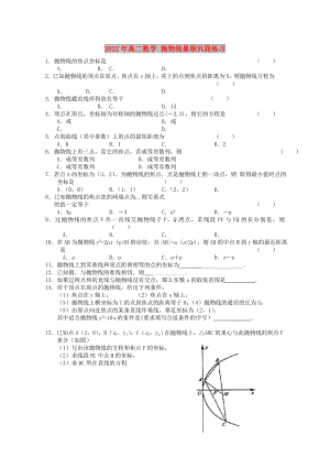 2022年高二數(shù)學(xué) 拋物線暑期鞏固練習(xí)