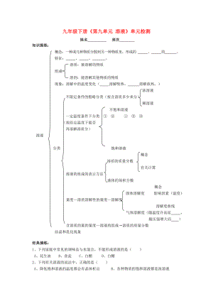 九年級下冊《第九單元 溶液》單元檢測