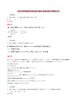 2022年高考數學分項匯編 專題8 直線與圓（含解析）文