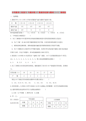 中考數(shù)學二輪復習 專題訓練17 數(shù)據(jù)的收集與整理（一） 魯教版