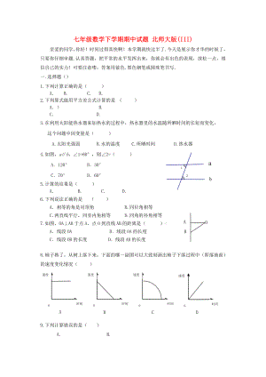 七年級數(shù)學(xué)下學(xué)期期中試題 北師大版(III)