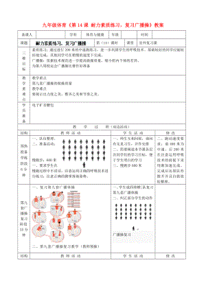 九年級體育《第14課 耐力素質(zhì)練習(xí)復(fù)習(xí)廣播操》教案