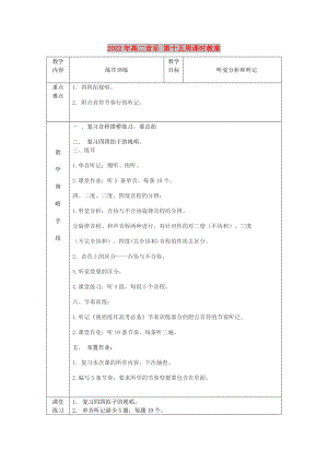 2022年高二音樂(lè) 第十五周課時(shí)教案