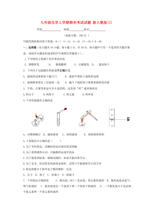 九年級(jí)化學(xué)上學(xué)期期末考試試題 新人教版(I)