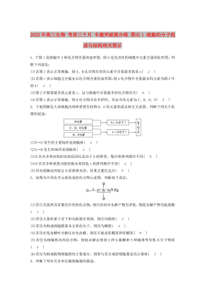 2022年高三生物 考前三個月 專題突破提分練 圖示1 細(xì)胞的分子組成與結(jié)構(gòu)相關(guān)圖示