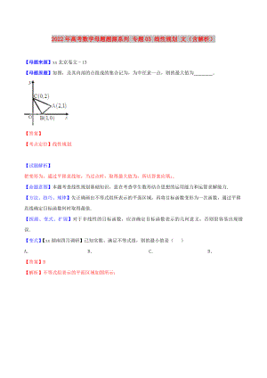 2022年高考數(shù)學(xué)母題題源系列 專題03 線性規(guī)劃 文（含解析）