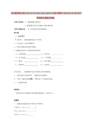 七年級(jí)英語(yǔ)上冊(cè) Unit 3 Is this your pencil（第5課時(shí)）Section B（2b-3b）導(dǎo)學(xué)案人教新目標(biāo)版