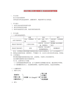 2022年高三生物專題復(fù)習(xí) 生命活動的調(diào)節(jié)教案