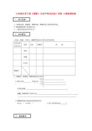 九年級(jí)化學(xué)下冊(cè)《課題1 生活中常見的鹽》學(xué)案 人教新課標(biāo)版