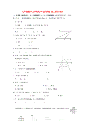 九年級(jí)數(shù)學(xué)上學(xué)期期末考試試題 新人教版(II)