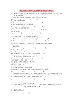 2022年高三數(shù)學上學期期末考試試題 文(VI)