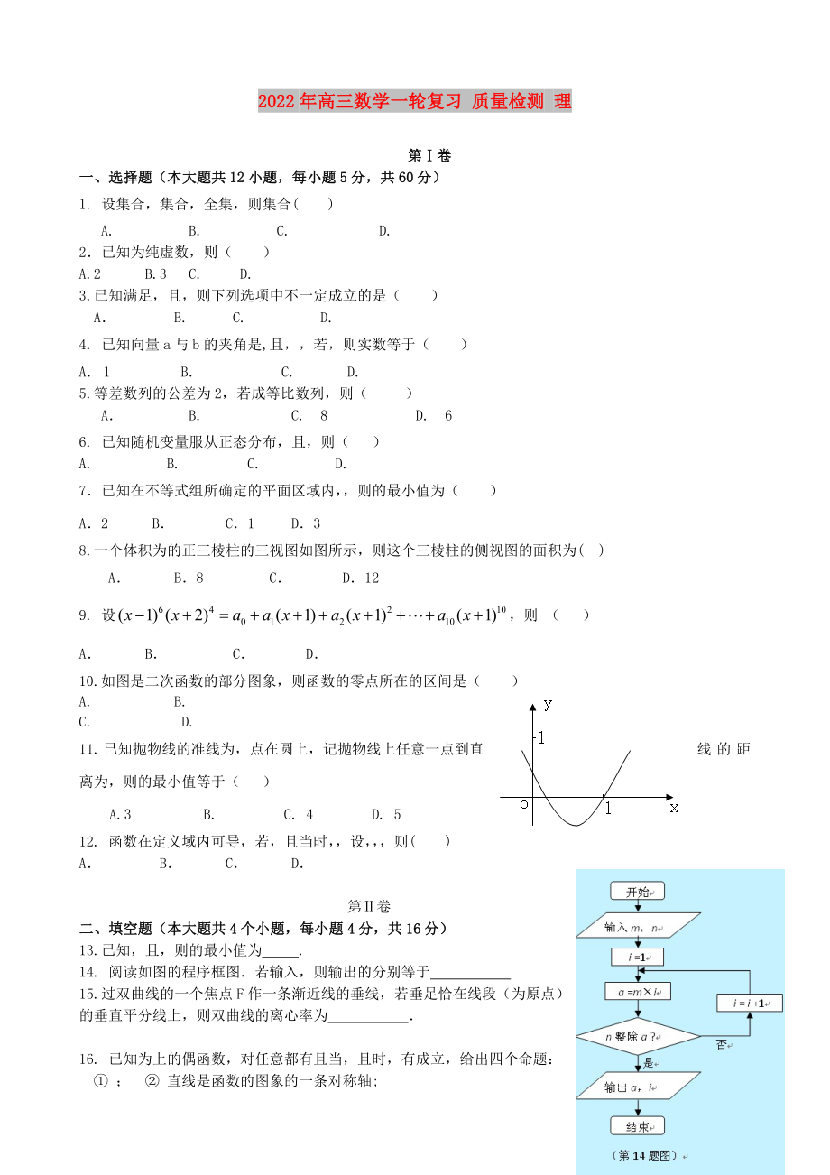 2022年高三數(shù)學(xué)一輪復(fù)習(xí) 質(zhì)量檢測(cè) 理_第1頁(yè)