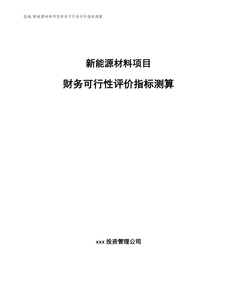 新能源材料项目财务可行性评价指标测算（范文）_第1页