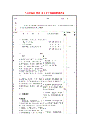 九年級(jí)體育 籃球 原地雙手胸前傳接球教案