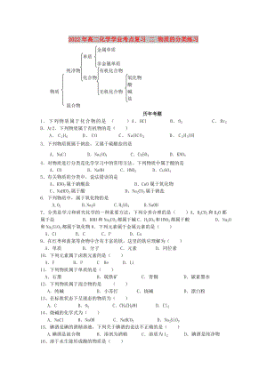 2022年高二化學(xué)學(xué)業(yè)考點(diǎn)復(fù)習(xí) 二 物質(zhì)的分類練習(xí)