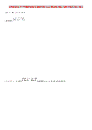云南省2022年中考數(shù)學(xué)總復(fù)習(xí) 提分專練（二）解方程（組）與解不等式（組）練習(xí)