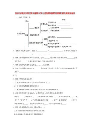 2022年高中生物 第5章第3節(jié) 人類(lèi)遺傳病復(fù)習(xí)提綱 新人教版必修2