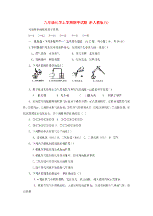 九年級化學上學期期中試題 新人教版(V)