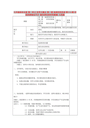 九年級(jí)政治全冊(cè) 第一單元 世界大舞臺(tái) 第一課 地球村的形成 第3-4框 村里的煩惱也不少 做負(fù)責(zé)任的村民教案 人民版