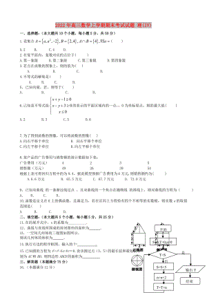 2022年高三數(shù)學上學期期末考試試題 理(IV)