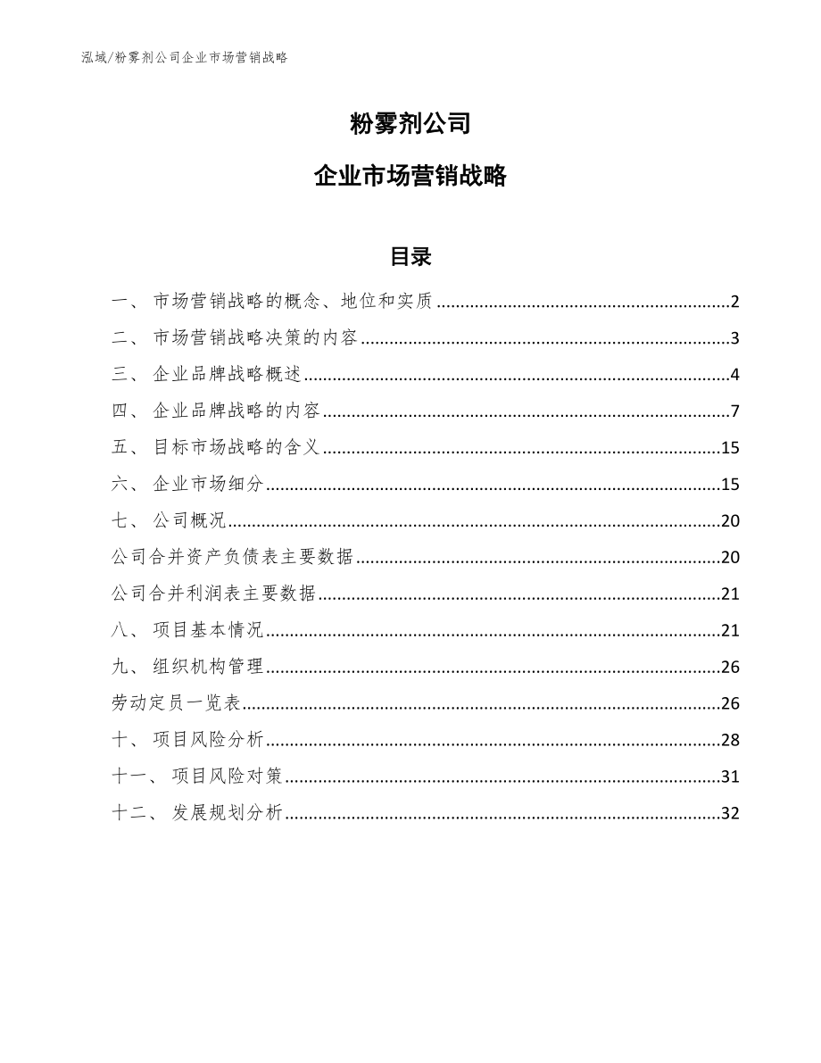 粉雾剂公司企业市场营销战略_第1页