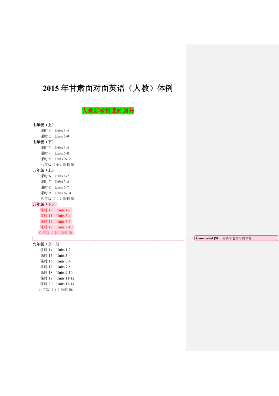 甘肃面对面英语人教第一部分约稿体例张来燕_第1页