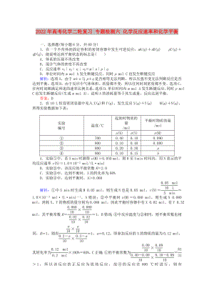 2022年高考化學二輪復習 專題檢測六 化學反應(yīng)速率和化學平衡