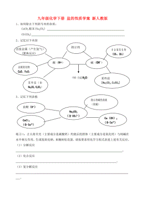 九年級(jí)化學(xué)下冊(cè) 鹽的性質(zhì)學(xué)案 新人教版