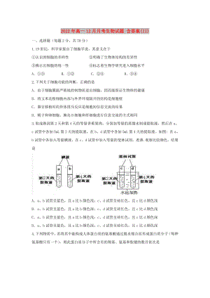 2022年高一12月月考生物試題 含答案(II)