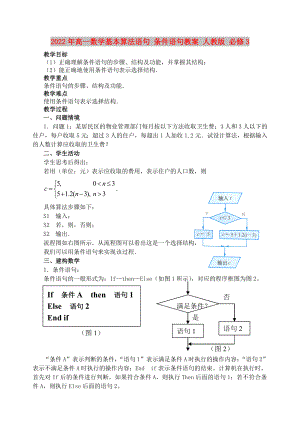 2022年高一數(shù)學(xué)基本算法語句 條件語句教案 人教版 必修3