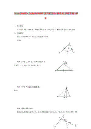 2022年高中數(shù)學 初高中銜接教程 第五講 幾何中的著名定理練習 新人教版