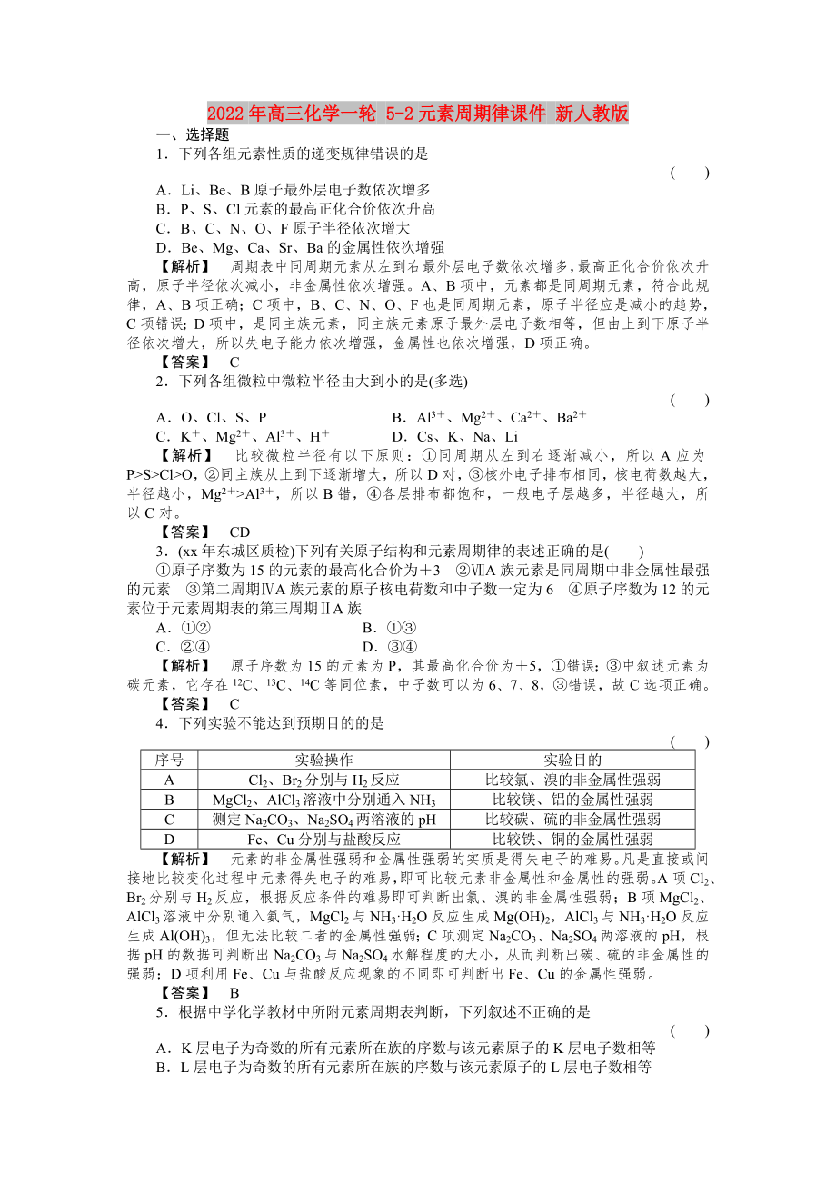 2022年高三化學(xué)一輪 5-2元素周期律課件 新人教版_第1頁(yè)