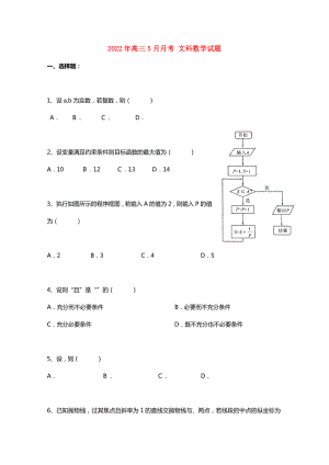 2022年高三5月月考 文科數(shù)學(xué)試題