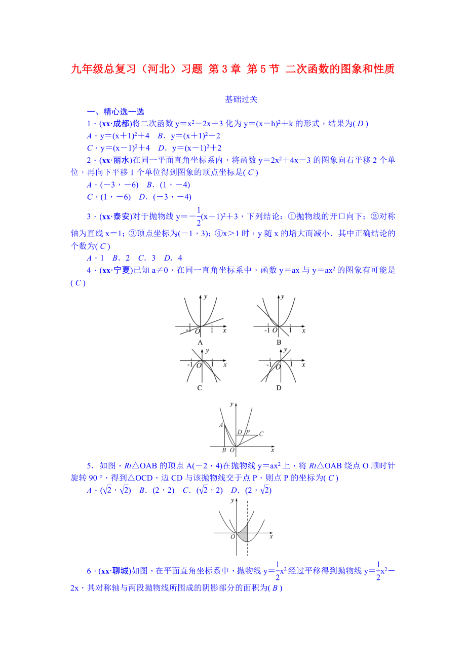 九年級總復(fù)習(xí)（河北）習(xí)題 第3章 第5節(jié) 二次函數(shù)的圖象和性質(zhì)_第1頁