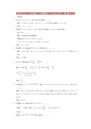 2022年高考數(shù)學(xué)大一輪復(fù)習(xí) 2.1函數(shù)及其表示試題 理 蘇教版